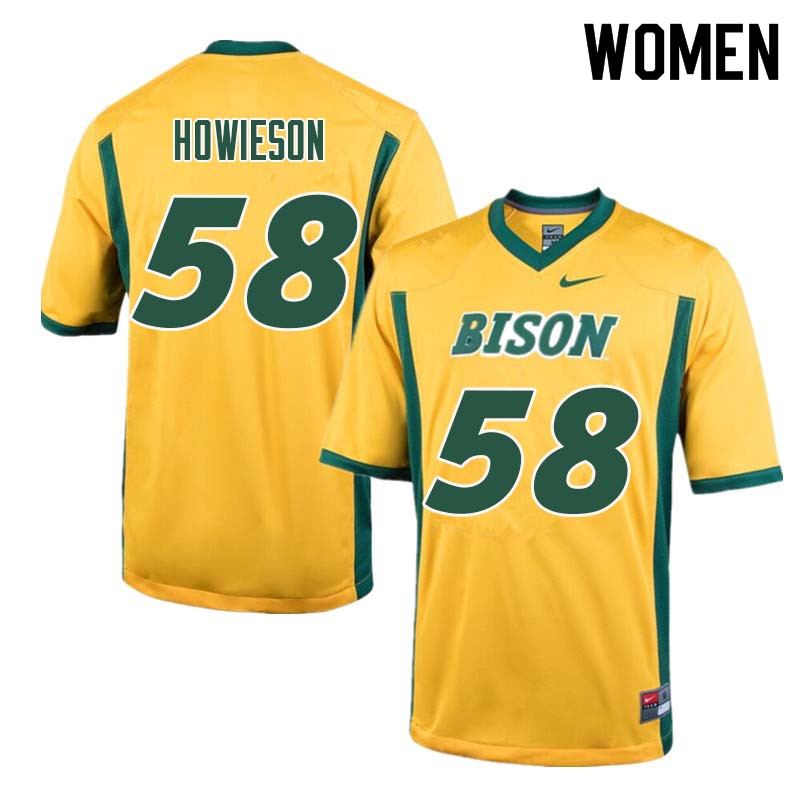 Women #58 Josh Howieson North Dakota State Bison College Football Jerseys Sale-Yellow - Click Image to Close